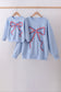 Blue Patriotic hand-sewn bow mom&me sweatshirt