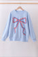 Blue Patriotic hand-sewn bow mom&me sweatshirt