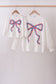 Cream Patriotic hand-sewn bow mom&me sweatshirt