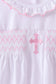 White cross smocked ruffle shorts set