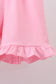 White cross smocked ruffle shorts set