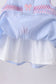 Blue seersucker bow smocked ruffle shorts set
