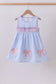 Blue seersucker bow smocked dress