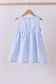 Blue seersucker bow smocked dress