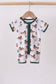 Green duck print bamboo romper