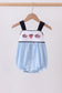 Blue character embroidery gingham bubble