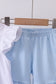 Blue character fireworks embroidery gingham ruffle shorts set