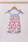 Blue cherry smocked ruffle bubble