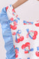 Blue cherry print ruffle swimsuit