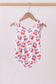 Blue cherry print ruffle swimsuit