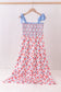 Blue cherry smocked tiered mom&me dress