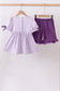 Lavender floral smocked ruffle shorts set