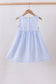 Blue lemon embroidery seersucker dress
