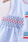Blue flag smocked woven gingham bloomer set