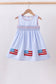Blue flag smocked woven gingham dress