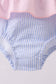 Blue stripe seersucker crab embroidery swimsuit