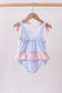 Blue stripe seersucker crab embroidery swimsuit