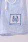 Blue stripe seersucker crab embroidery swim trunks