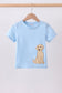 Blue puppy applique top