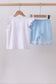 Blue flag smocked jacquard ruffle shorts set