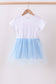 Blue bow star sequin tulle dress