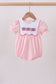 Pink flag embroidery gingham bubble