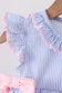 Blue Stripe Bow Seersucker Ruffle Bubble