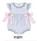 Blue Stripe Bow Ruffle Bubble