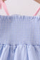 Blue Stripe Bow Smocked Seersucker Ruffle Shorts Set