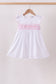 White Bow Smocked Jacquard Dress