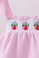 Pink stripe seersucker strawberry smocked bloomer set