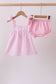Pink stripe seersucker strawberry smocked bloomer set