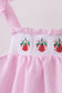 Pink stripe seersucker strawberry smocked dress