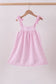Pink stripe seersucker strawberry smocked dress