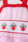 Pink stripe seersucker strawberry smocked one-piece swimsuit