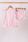 Pink bow print scalloped bloomer set