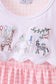 Pink Gingham Animal Embroidered Set