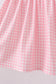 Pink Gingham Animal Embroidered Set