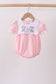 Pink Gingham Animal Embroidered Bubble