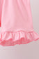 Pink floral print bow ruffle shorts set