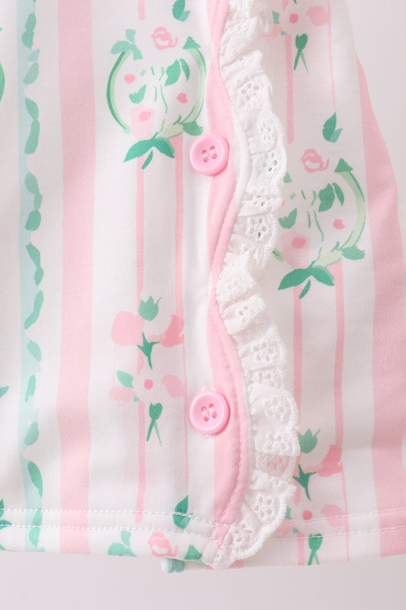 Pink floral print bow dress