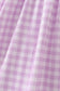 Purple floral embroidery gingham ruffle dress