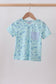 Blue beach print pocket top
