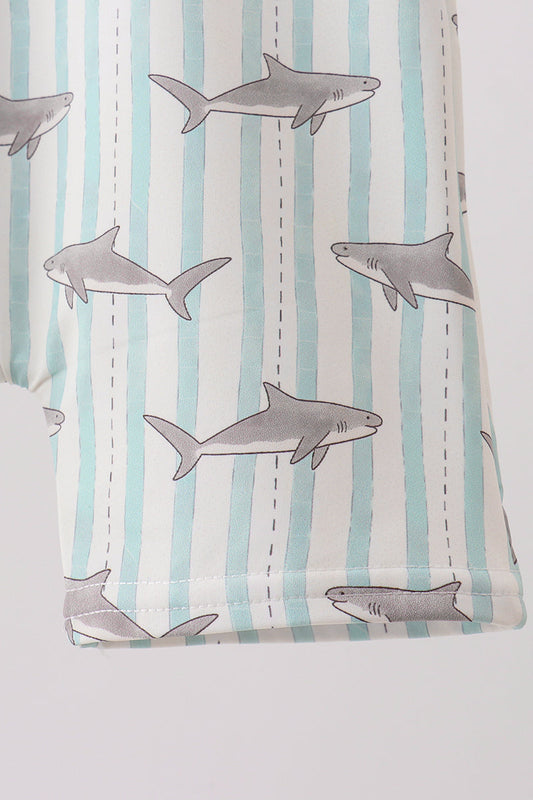 Green Stripe Shark UPF Swim One-Piece