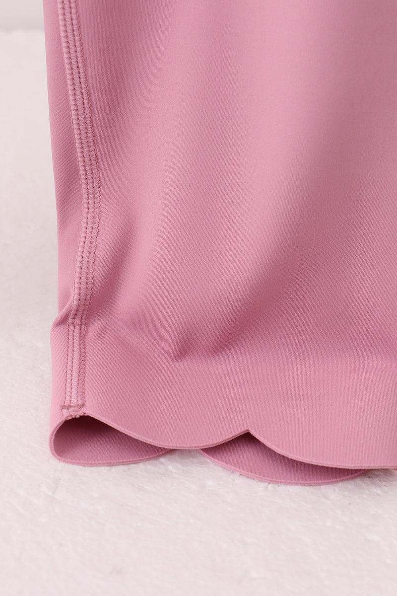 Lilac Scalloped Mom Yoga Active Leggings