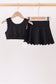 Black Scalloped Yoga Skorts Set