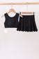 Black Scalloped Yoga Skorts Set
