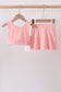 Pink Scalloped Yoga Skorts Set