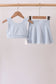 Blue Scalloped Yoga Skorts Set