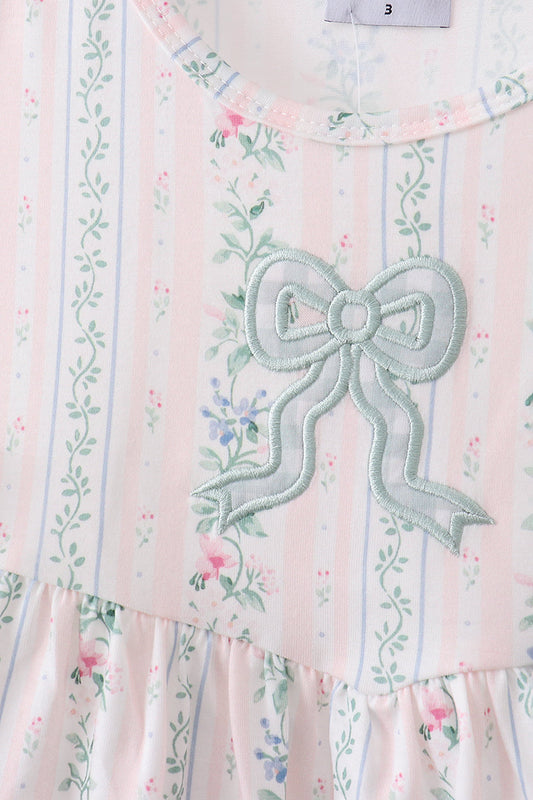 Bow Floral Applique Bloomer Set